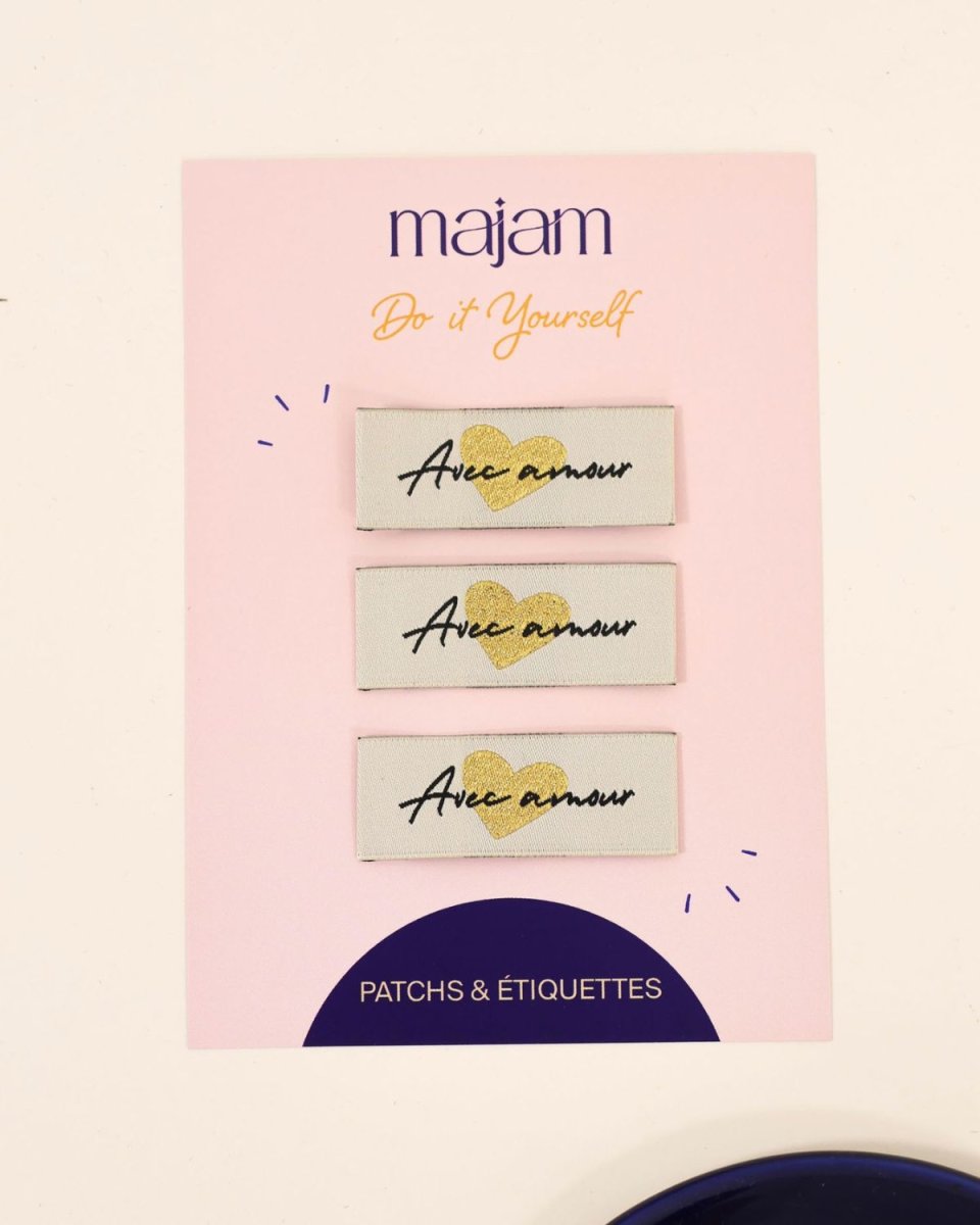 3 étiquettes à coudre – Avec Amour paillettes – Image 2